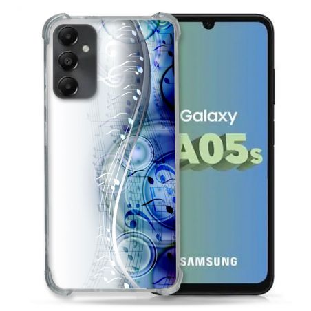 Coque Renforcée En Verre Trempé PourSamsung Galaxy A05S Musique Partition Vague