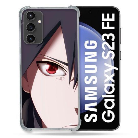 Coque Renforcée En Verre Trempé PourSamsung Galaxy S23 FE Manga Naruto Sasuke visage