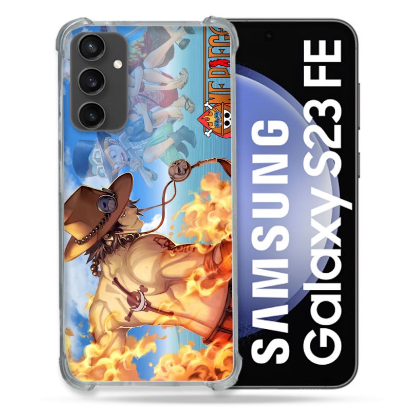 Coque Renforcée En Verre Trempé PourSamsung Galaxy S23 FE Manga One Piece Ace Color