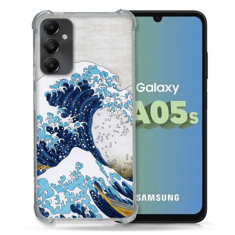 Coque Renforcée En Verre Trempé PourSamsung Galaxy A05S Peinture La Grande Vague