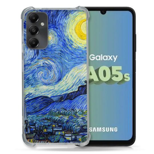 Coque Renforcée En Verre Trempé PourSamsung Galaxy A05S Peinture La nuit étoilée