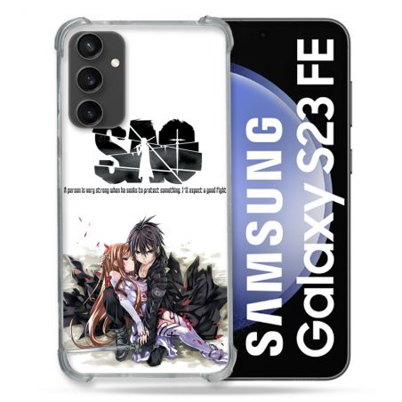 Coque Renforcée En Verre Trempé PourSamsung Galaxy S23 FE Manga SAO sword Art Online Blanc