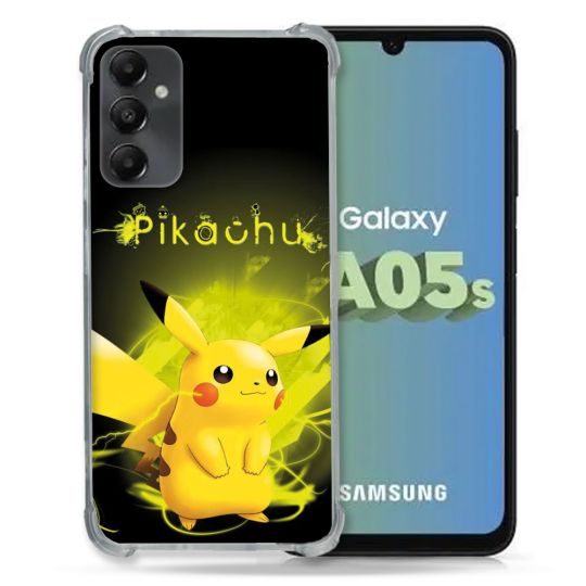 Coque Renforcée En Verre Trempé PourSamsung Galaxy A05S Pokemon Pikachu Eclair