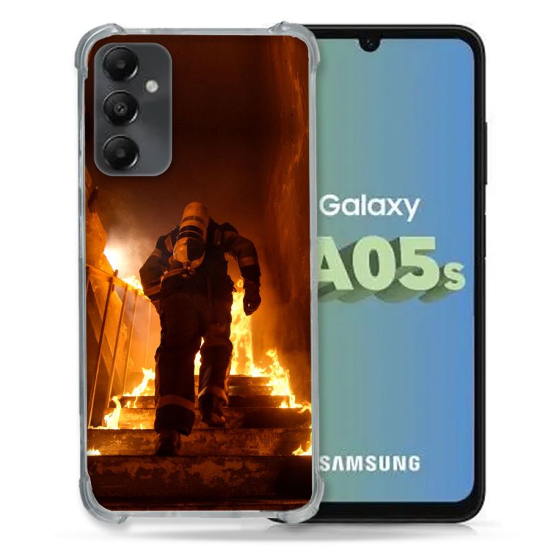 Coque Renforcée En Verre Trempé PourSamsung Galaxy A05S Pompier Escalier