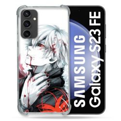 Coque Renforcée En Verre Trempé PourSamsung Galaxy S23 FE Manga Tokyo Ghoul Kaneki Blanc