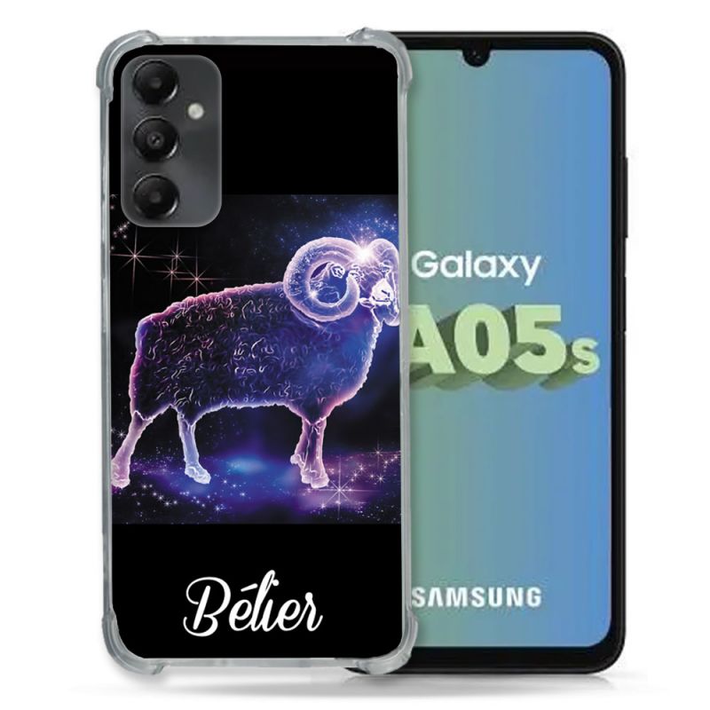 Coque Renforcée En Verre Trempé PourSamsung Galaxy A05S Signe Zodiaque 2 Bélier