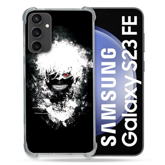 Coque Renforcée En Verre Trempé PourSamsung Galaxy S23 FE Manga Tokyo Ghoul Kaneki Tag