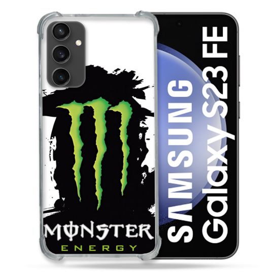Coque Renforcée En Verre Trempé PourSamsung Galaxy S23 FE Monster Energy Tache