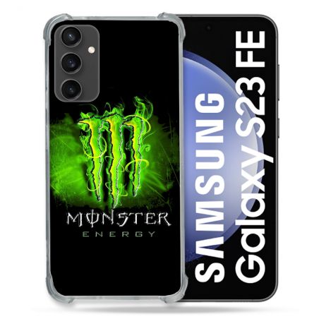 Coque Renforcée En Verre Trempé PourSamsung Galaxy S23 FE Monster Energy Vert