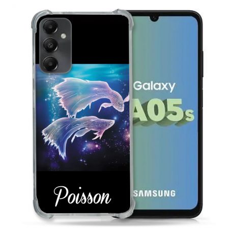 Coque Renforcée En Verre Trempé PourSamsung Galaxy A05S Signe Zodiaque 2 Poisson