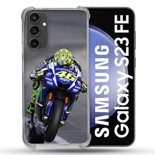 Coque Renforcée En Verre Trempé PourSamsung Galaxy S23 FE Moto Course GP Wheeling 46