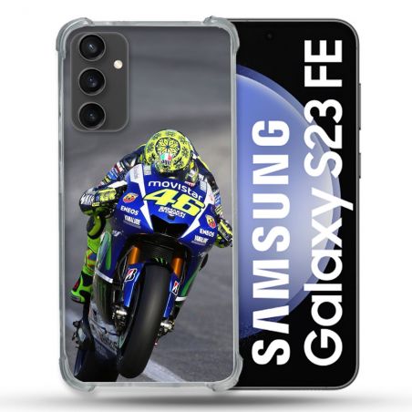 Coque Renforcée En Verre Trempé PourSamsung Galaxy S23 FE Moto Course GP Wheeling 46