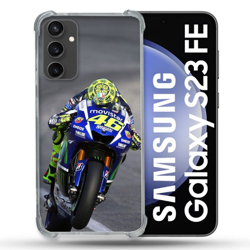 Coque Renforcée En Verre Trempé PourSamsung Galaxy S23 FE Moto Course GP Wheeling 46