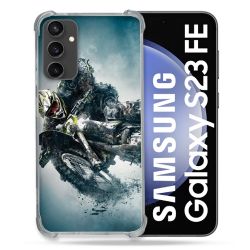 Coque Renforcée En Verre Trempé PourSamsung Galaxy S23 FE Moto Cross Ombre