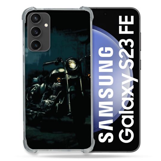 Coque Renforcée En Verre Trempé PourSamsung Galaxy S23 FE Moto Harley Vintage