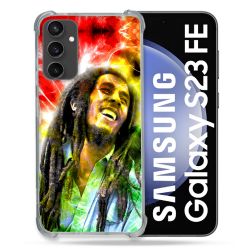 Coque Renforcée En Verre Trempé PourSamsung Galaxy S23 FE Musique Bob Marley Color