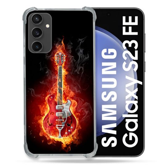 Coque Renforcée En Verre Trempé PourSamsung Galaxy S23 FE Musique Guitare Electrique