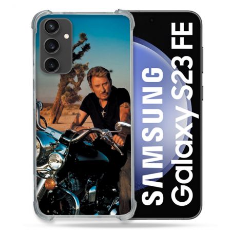 Coque Renforcée En Verre Trempé PourSamsung Galaxy S23 FE Musique Johnny Hallyday Moto