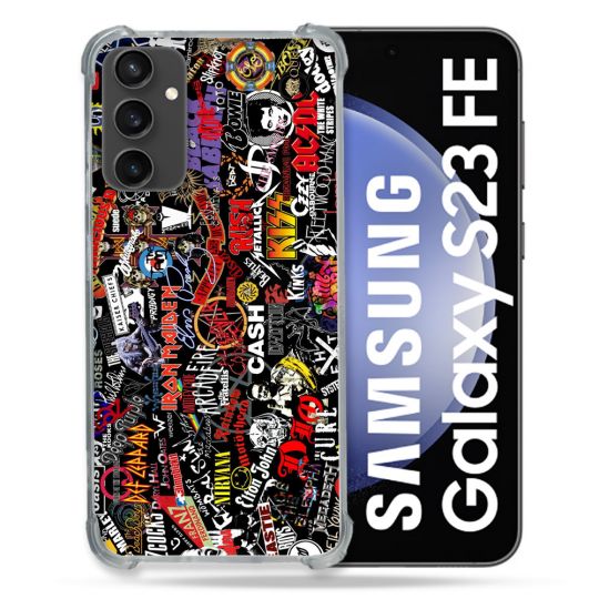 Coque Renforcée En Verre Trempé PourSamsung Galaxy S23 FE Musique Rock Groupe
