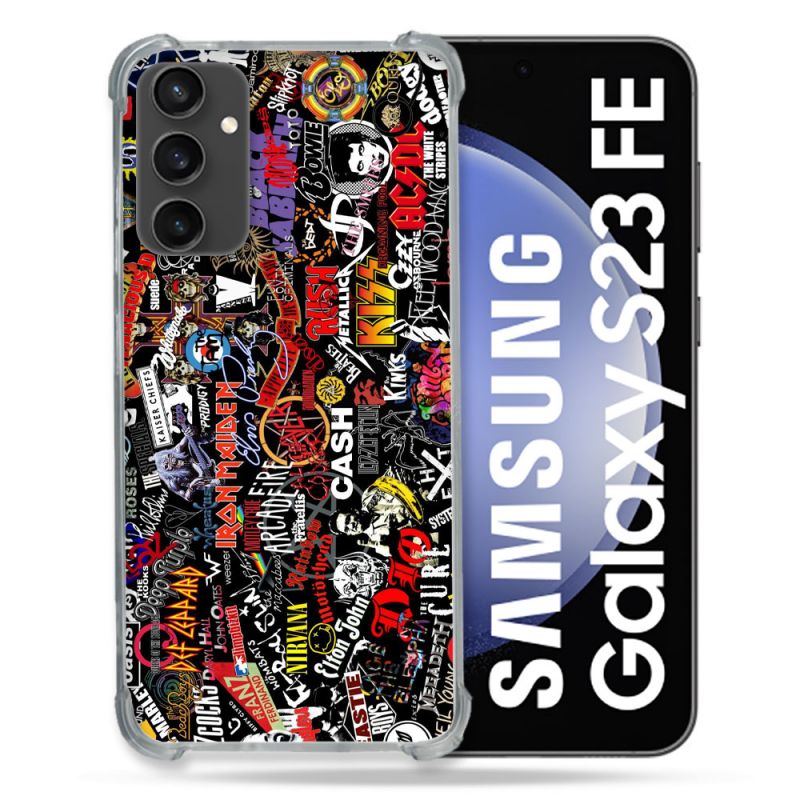 Coque Renforcée En Verre Trempé PourSamsung Galaxy S23 FE Musique Rock Groupe