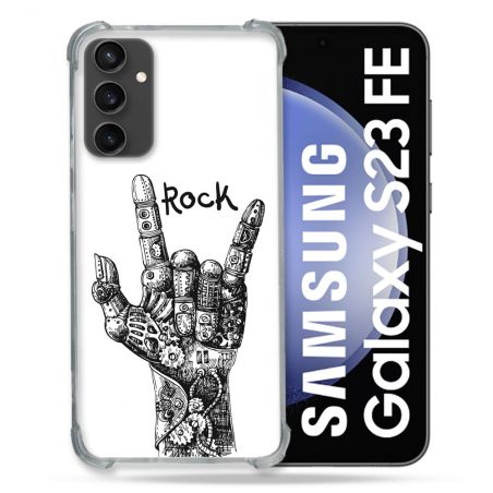 Coque Renforcée En Verre Trempé PourSamsung Galaxy S23 FE Musique Rock Main