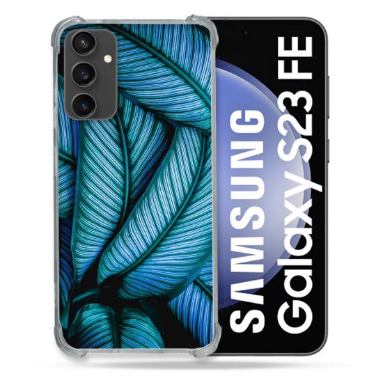 Coque Renforcée En Verre Trempé PourSamsung Galaxy S23 FE Nature Feuille Palmier