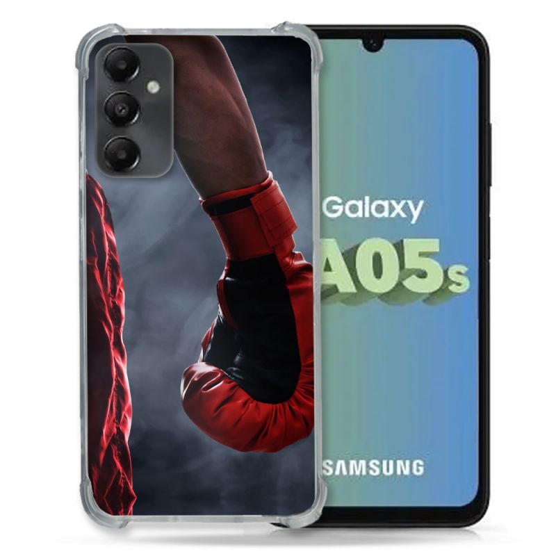 Coque Renforcée En Verre Trempé PourSamsung Galaxy A05S Sport Boxe Gant Rouge