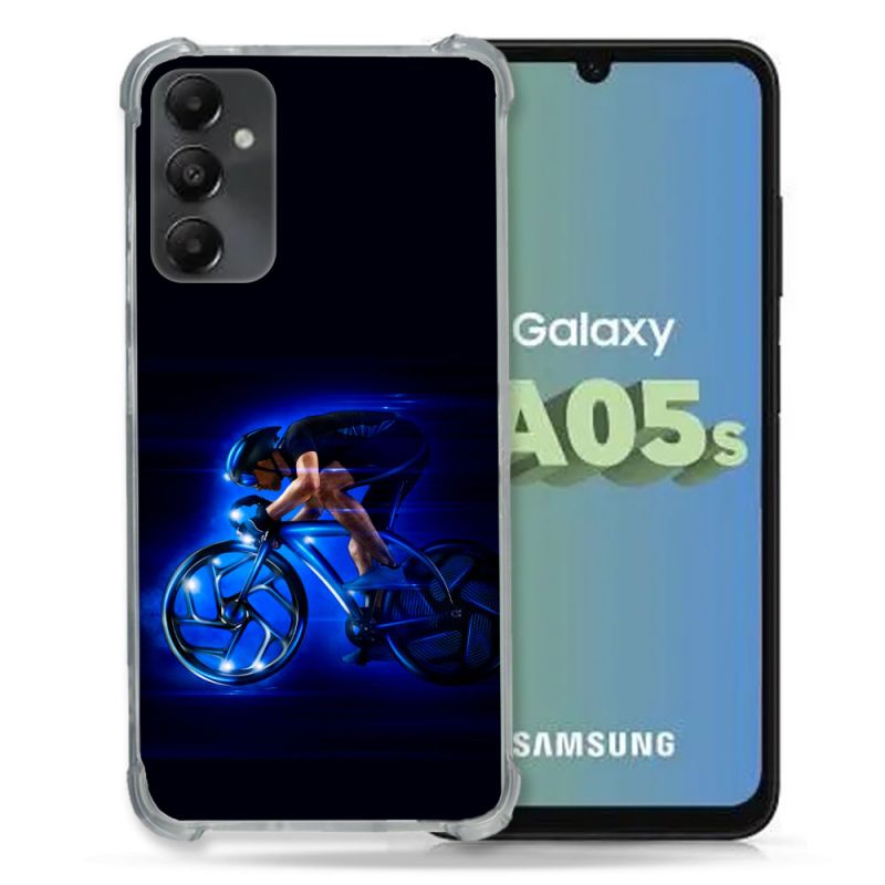Coque Renforcée En Verre Trempé PourSamsung Galaxy A05S Sport Cyclisme Bleu