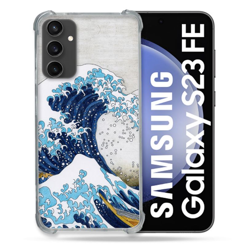 Coque Renforcée En Verre Trempé PourSamsung Galaxy S23 FE Peinture La Grande Vague