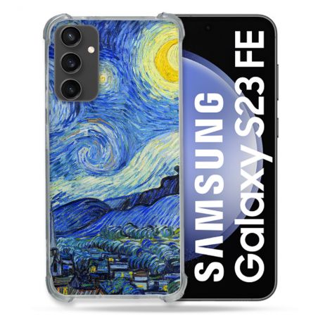 Coque Renforcée En Verre Trempé PourSamsung Galaxy S23 FE Peinture La nuit étoilée