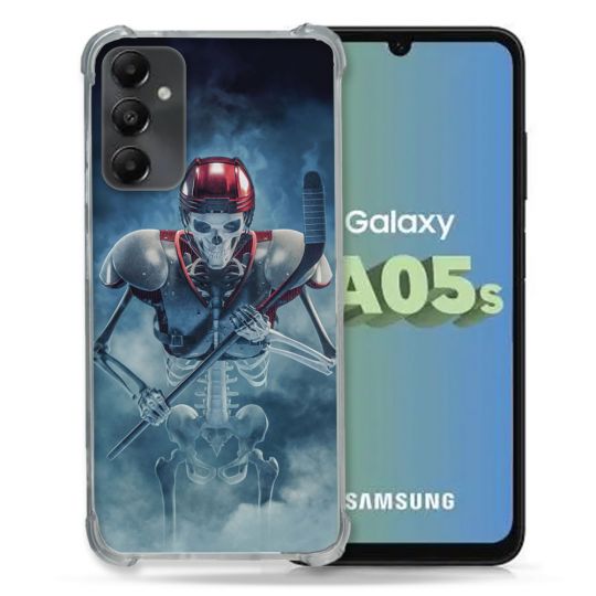 Coque Renforcée En Verre Trempé PourSamsung Galaxy A05S Sport Hockey Squelette