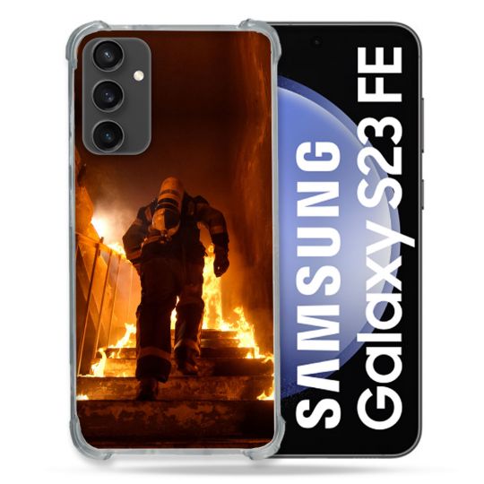 Coque Renforcée En Verre Trempé PourSamsung Galaxy S23 FE Pompier Escalier