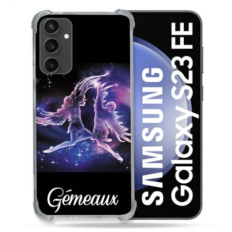 Coque Renforcée En Verre Trempé PourSamsung Galaxy S23 FE Signe Zodiaque 2 Gémeaux