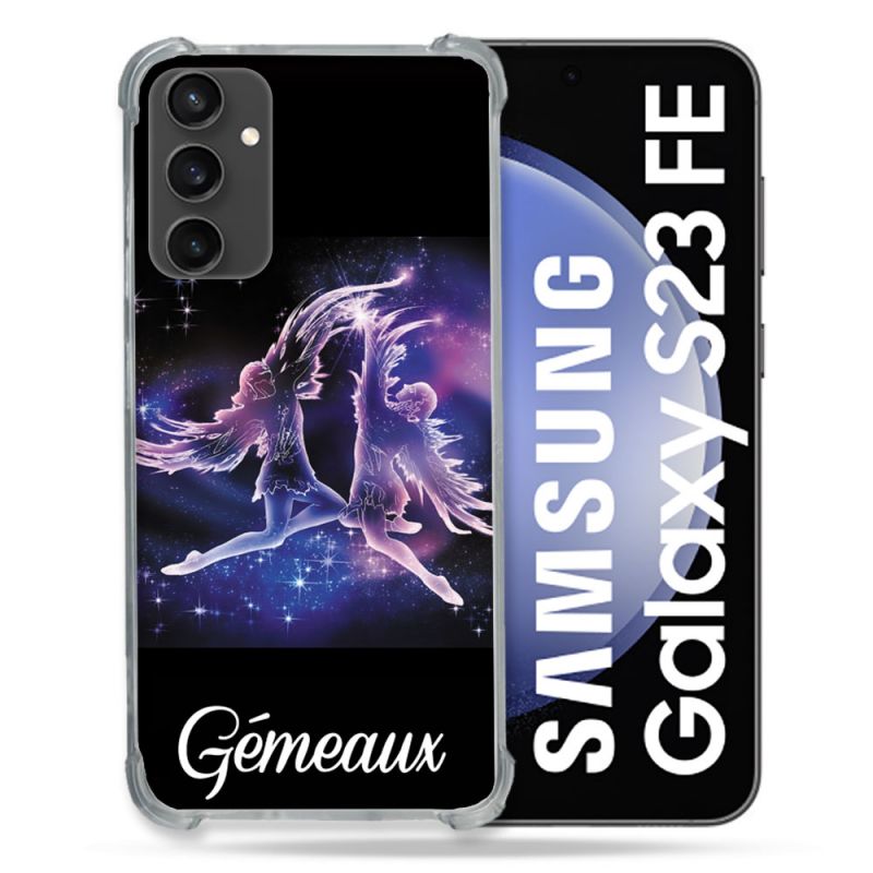Coque Renforcée En Verre Trempé PourSamsung Galaxy S23 FE Signe Zodiaque 2 Gémeaux
