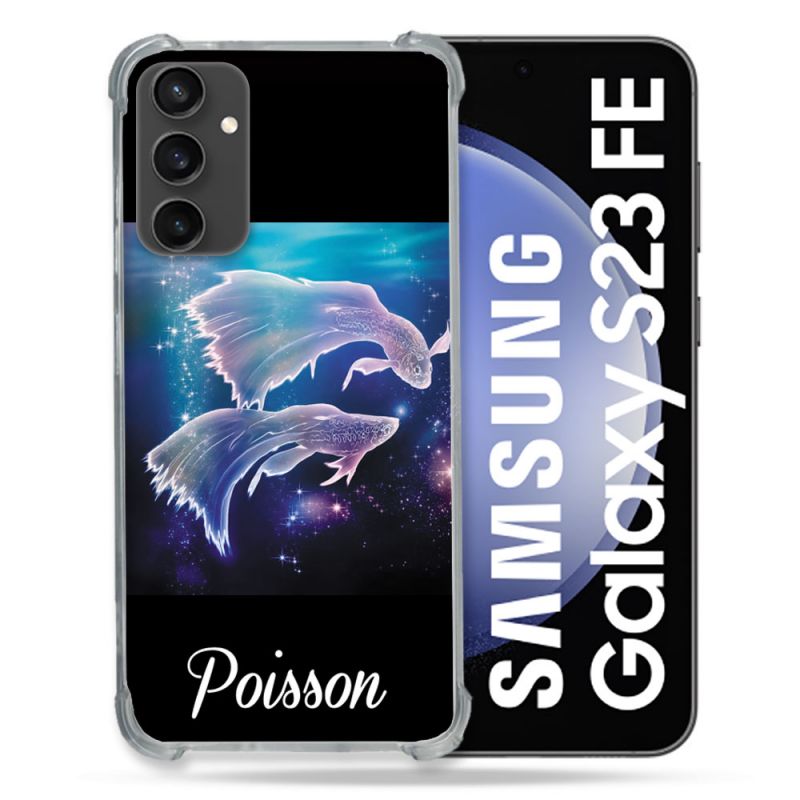 Coque Renforcée En Verre Trempé PourSamsung Galaxy S23 FE Signe Zodiaque 2 Poisson