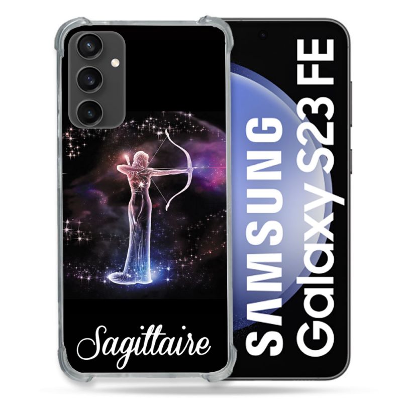 Coque Renforcée En Verre Trempé PourSamsung Galaxy S23 FE Signe Zodiaque 2 Sagittaire