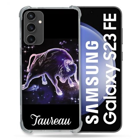 Coque Renforcée En Verre Trempé PourSamsung Galaxy S23 FE Signe Zodiaque 2 Taureau