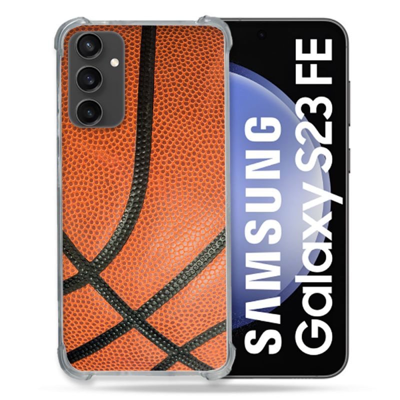 Coque Renforcée En Verre Trempé PourSamsung Galaxy S23 FE Sport Ballon Basket
