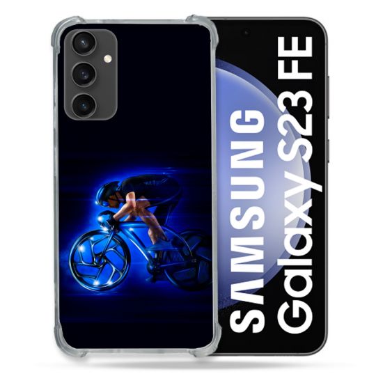 Coque Renforcée En Verre Trempé PourSamsung Galaxy S23 FE Sport Cyclisme Bleu