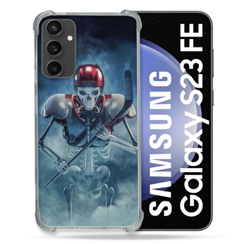 Coque Renforcée En Verre Trempé PourSamsung Galaxy S23 FE Sport Hockey Squelette