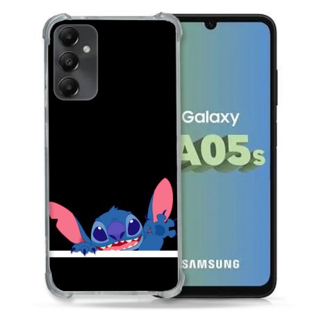 Coque Renforcée En Verre Trempé PourSamsung Galaxy A05S Stitch Noir
