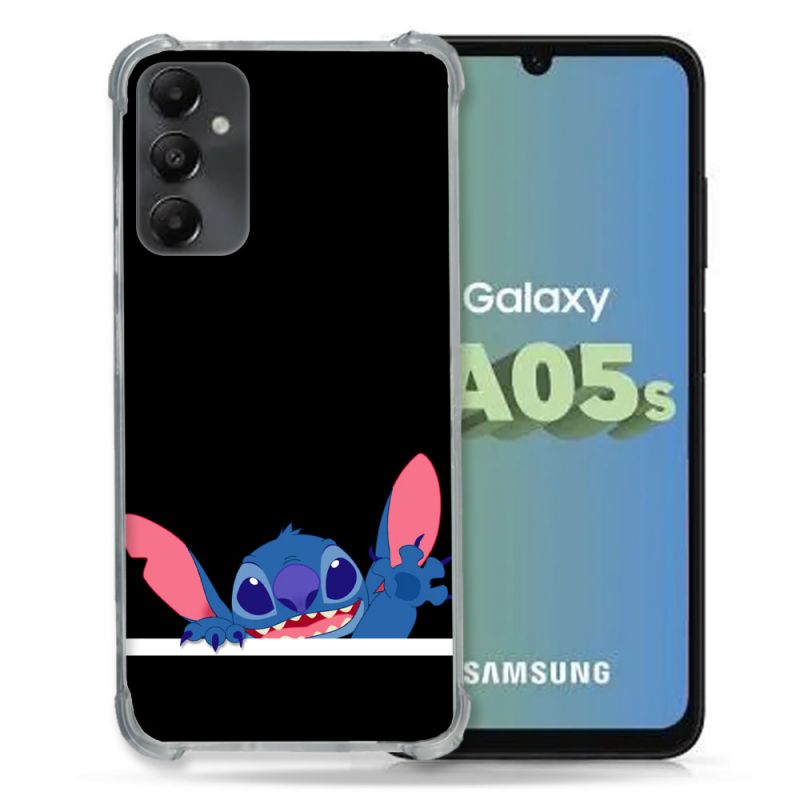 Coque Renforcée En Verre Trempé PourSamsung Galaxy A05S Stitch Noir