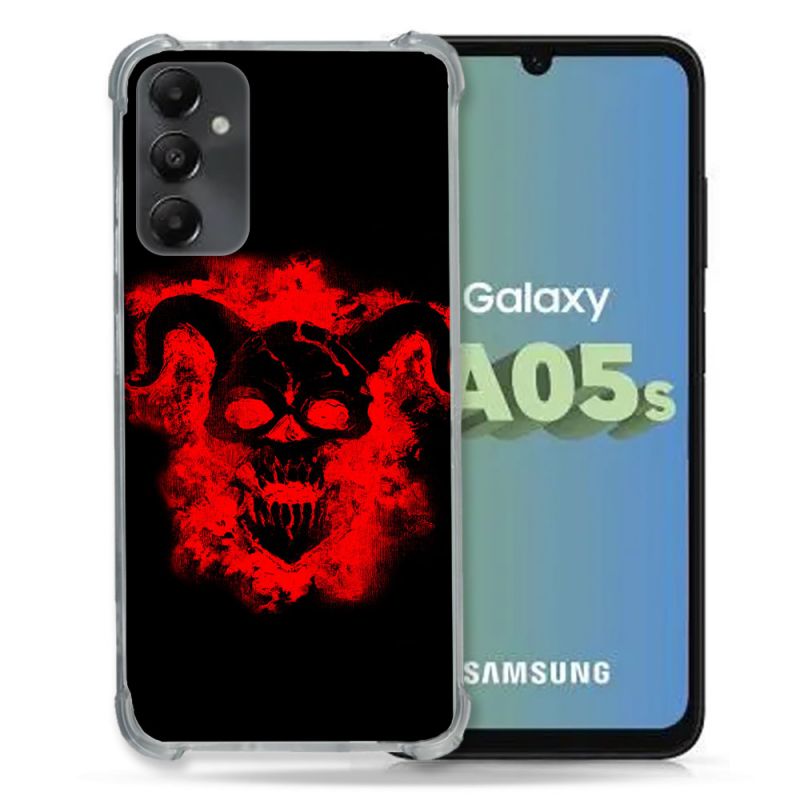 Coque Renforcée En Verre Trempé PourSamsung Galaxy A05S Tete de Mort Diable