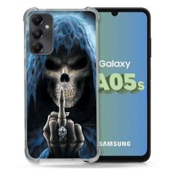 Coque Renforcée En Verre Trempé PourSamsung Galaxy A05S Tete de Mort Doigt