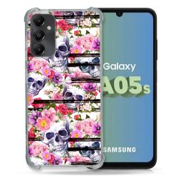 Coque Renforcée En Verre Trempé PourSamsung Galaxy A05S Tete de Mort Pattern