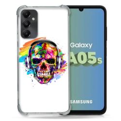 Coque Renforcée En Verre Trempé PourSamsung Galaxy A05S Tete de Mort Tag