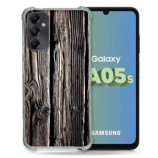 Coque Renforcée En Verre Trempé PourSamsung Galaxy A05S Texture Bois
