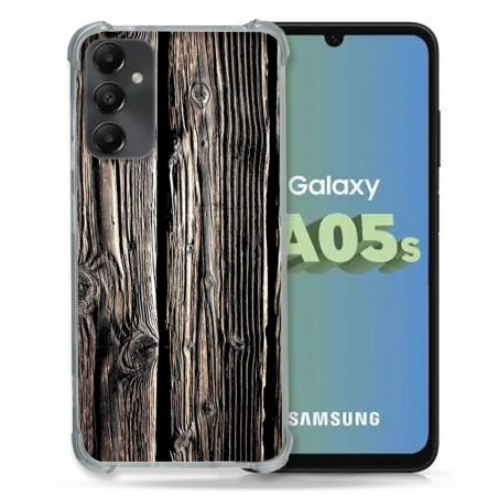 Coque Renforcée En Verre Trempé PourSamsung Galaxy A05S Texture Bois