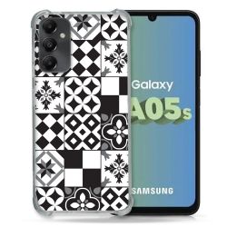 Coque Renforcée En Verre Trempé PourSamsung Galaxy A05S Texture Carreau Ciment Noir