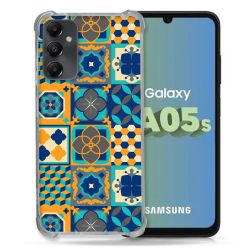 Coque Renforcée En Verre Trempé PourSamsung Galaxy A05S Texture Carreau Ciment Orange